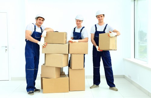 Removal team preparing a South Kensington house move in a period property